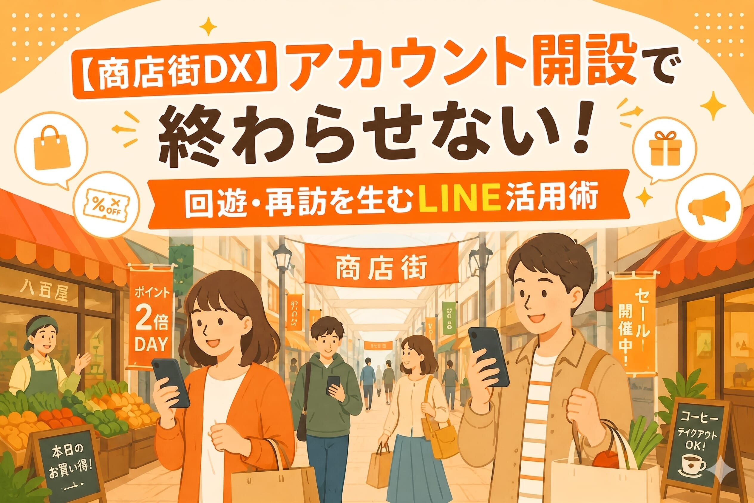 【商店街DX】アカウント開設で終わらせない！回遊・再訪を生むLINE活用術