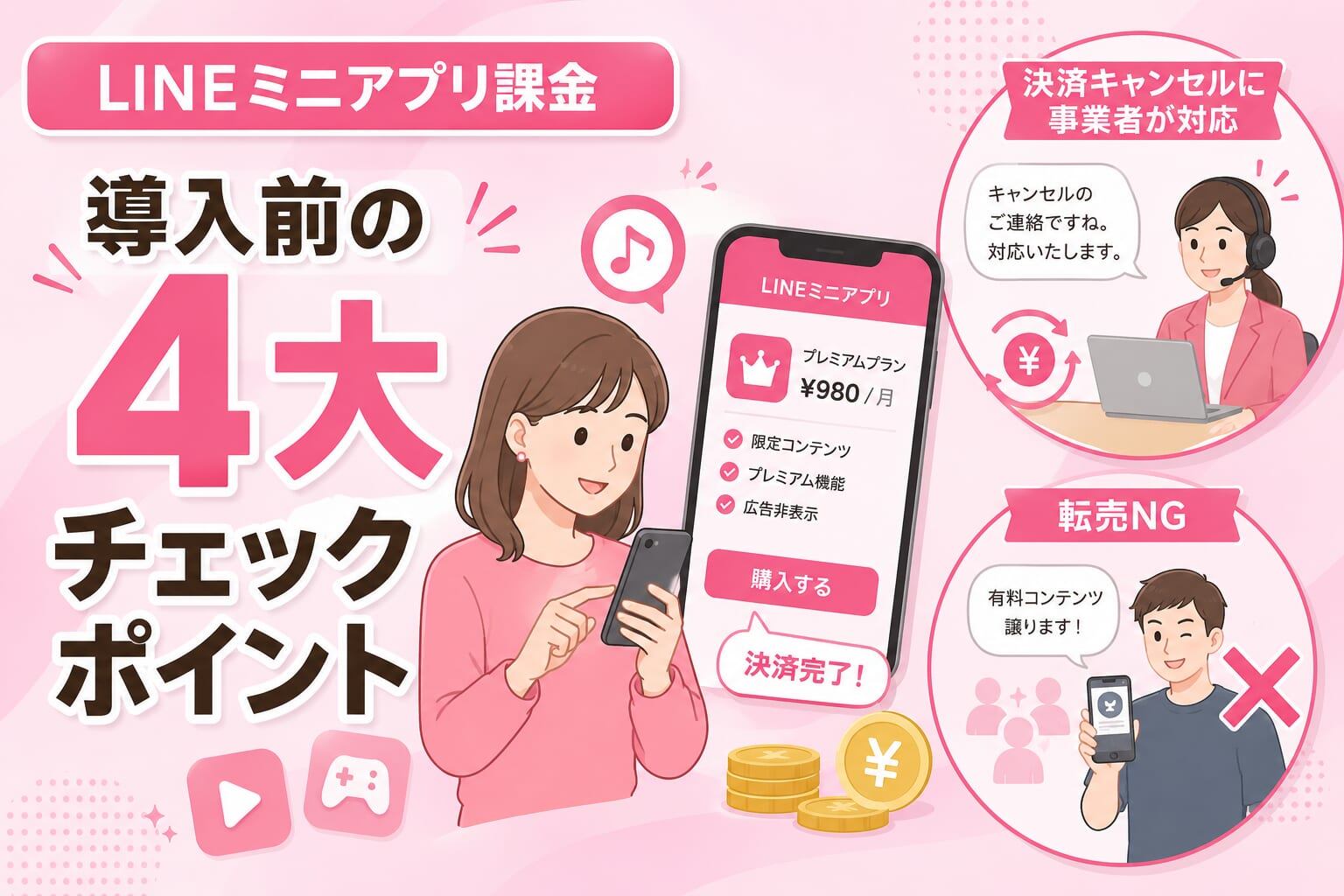 LINEミニアプリ課金・導入前の4大チェックポイント