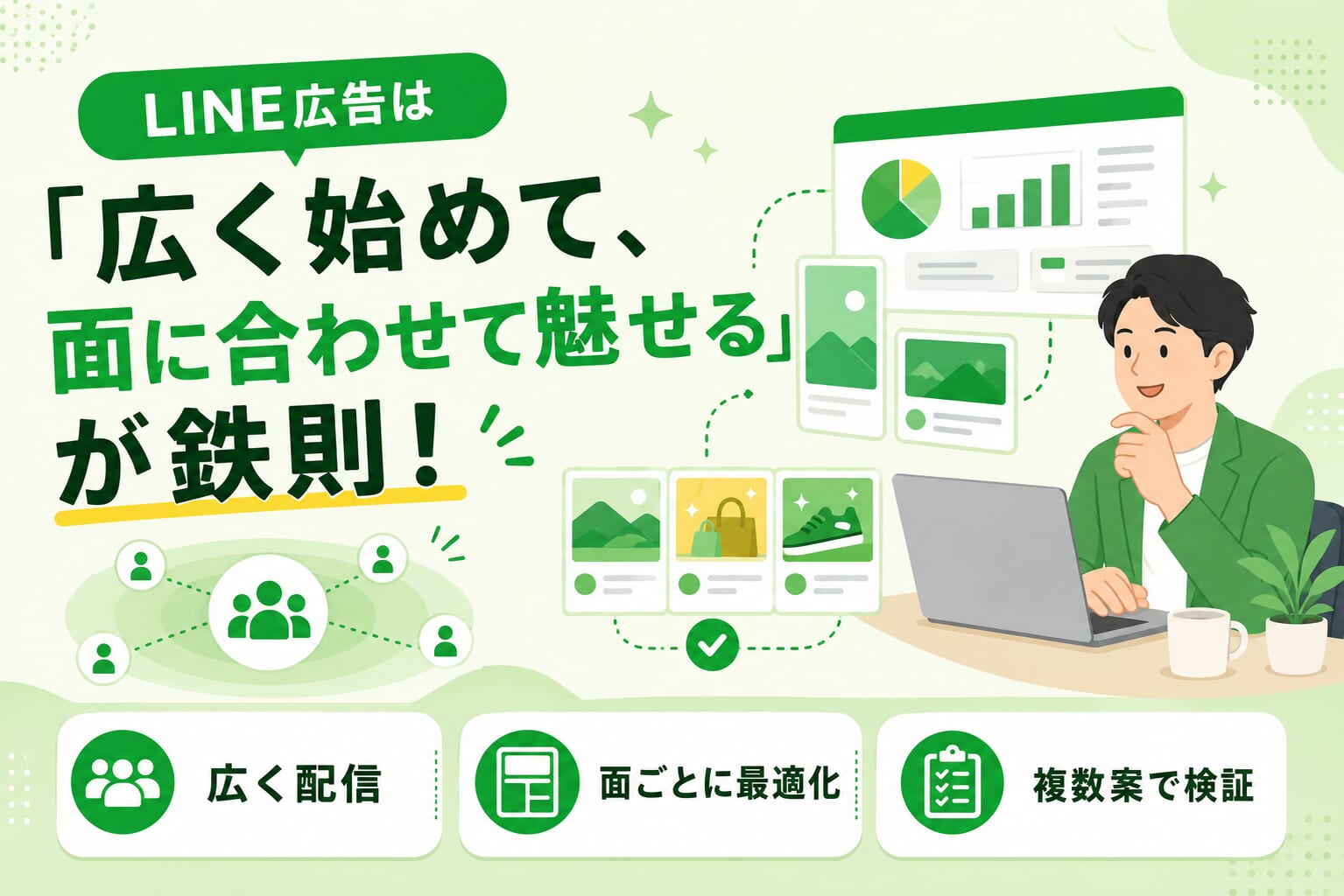 LINE広告は「広く始めて、面に合わせて魅せる」が鉄則！