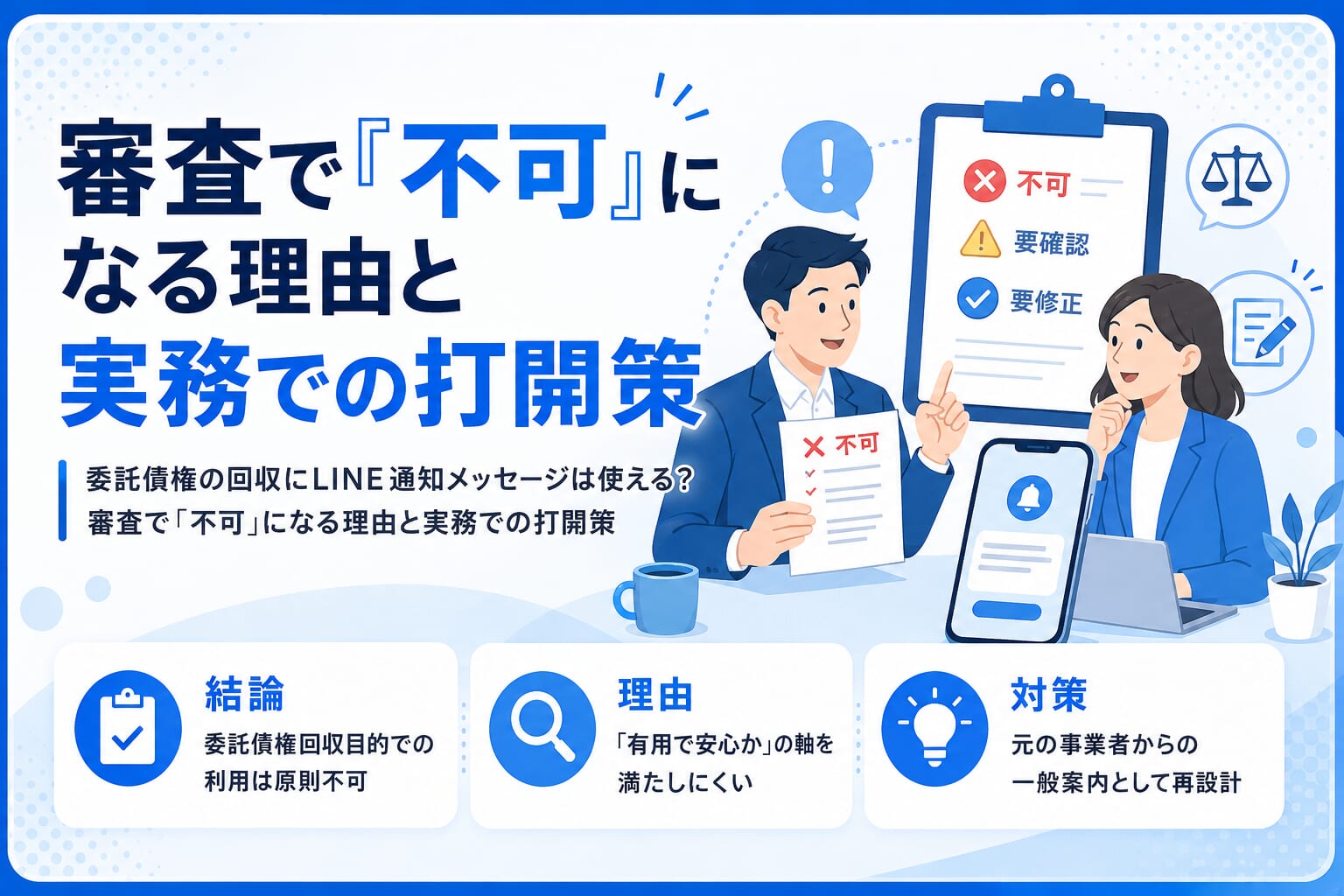 委託債権の回収にLINE通知メッセージは使える？審査で「不可」になる理由と実務での打開策