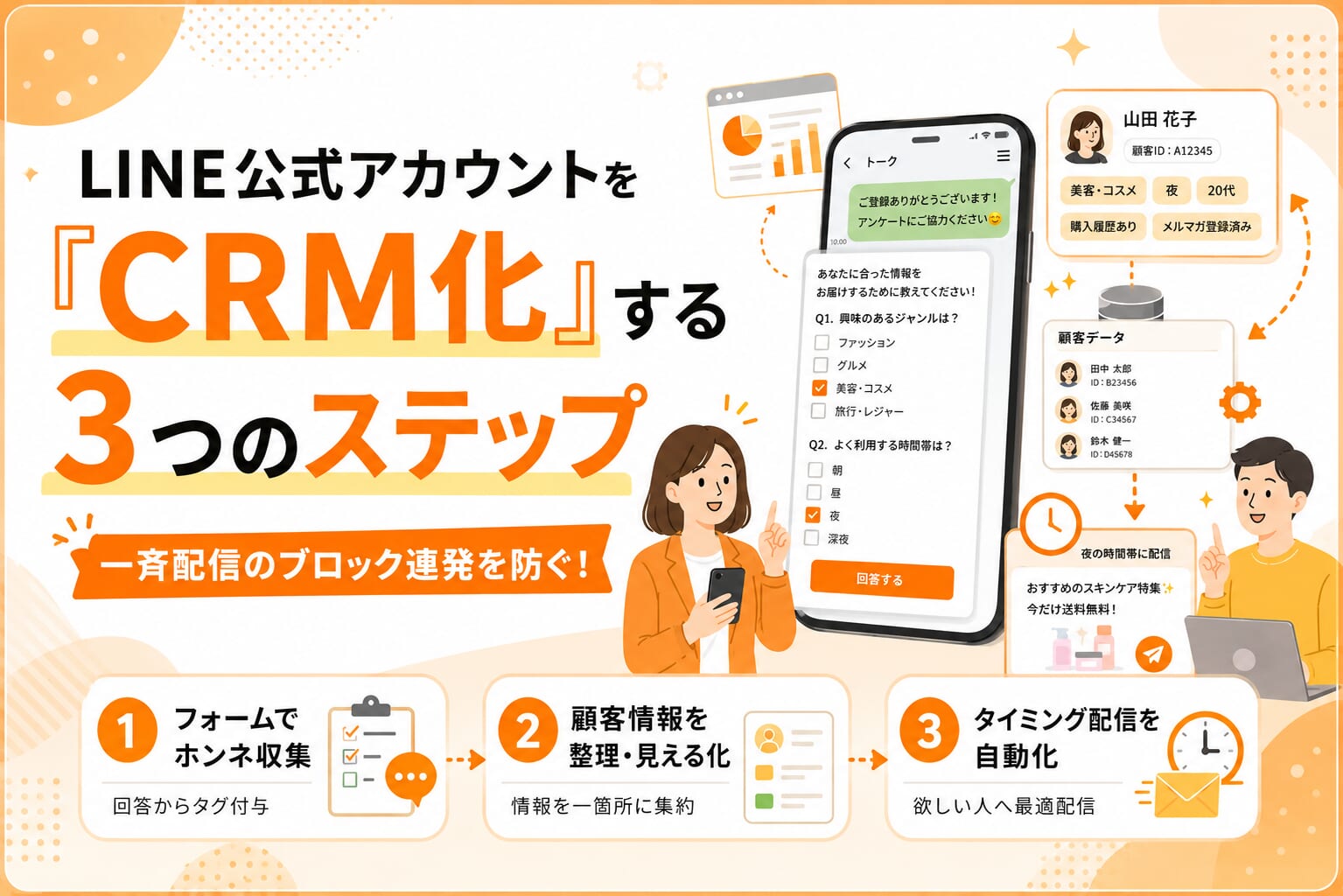 一斉配信のブロック連発を防ぐ！LINE公式アカウントを「CRM化」する3つのステップ