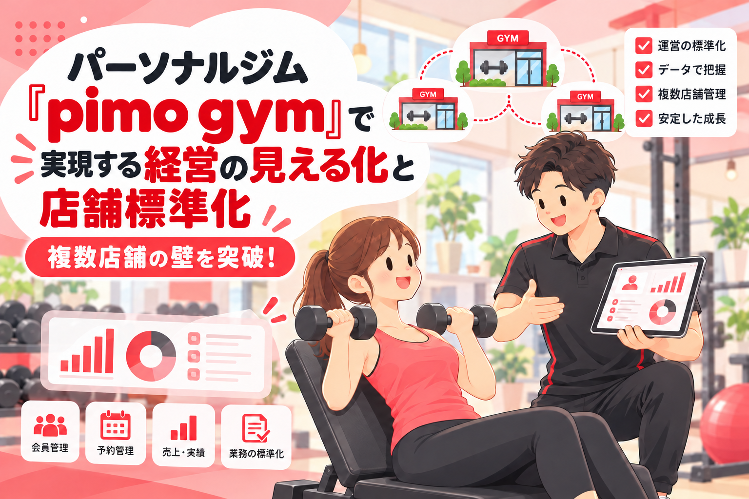 複数店舗の壁を突破！パーソナルジム「pimo gym」で実現する経営の見える化と店舗標準化